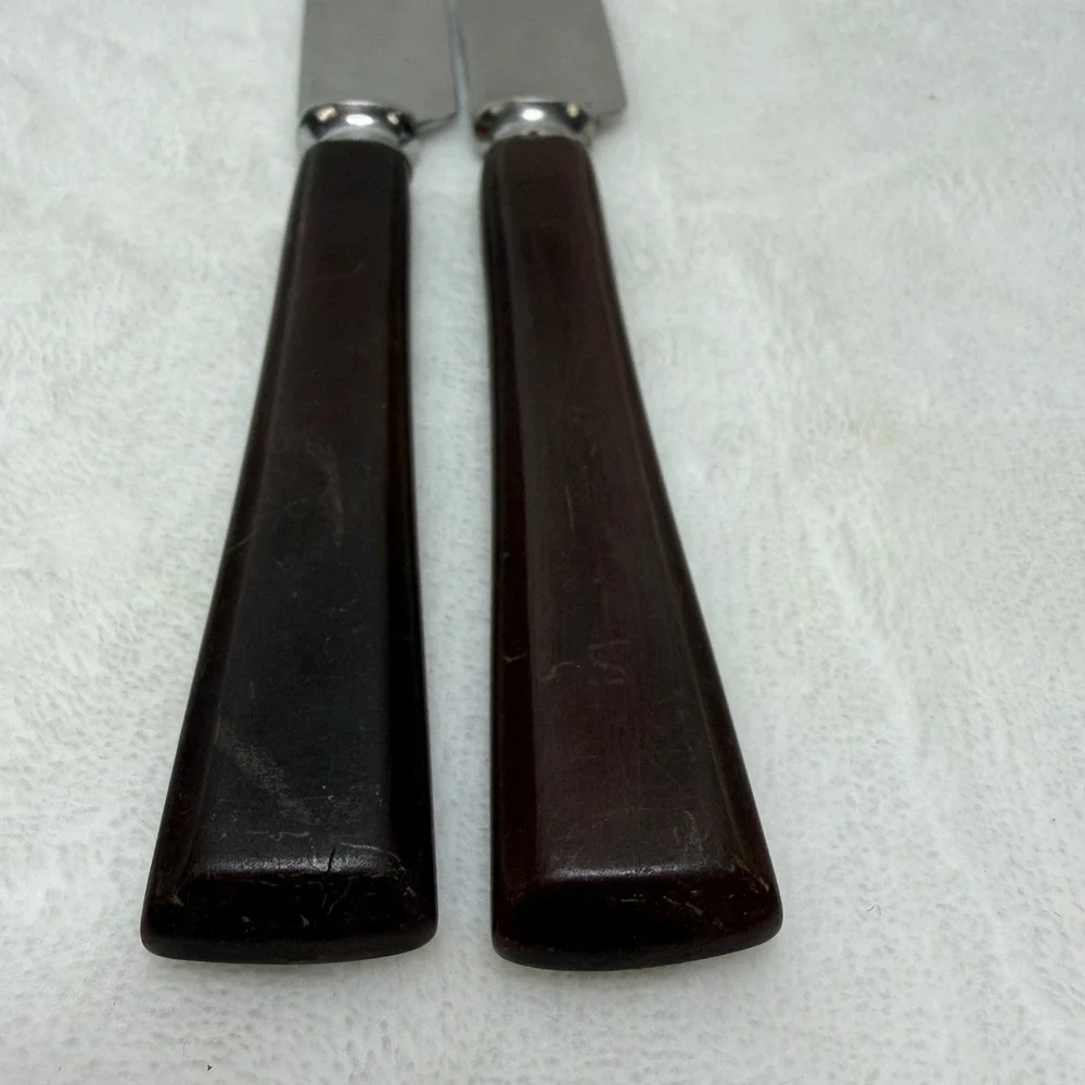 VTG Royal Brand Brown Bakelite Handle Dinner Knives Set of‎ 2 Made in England
